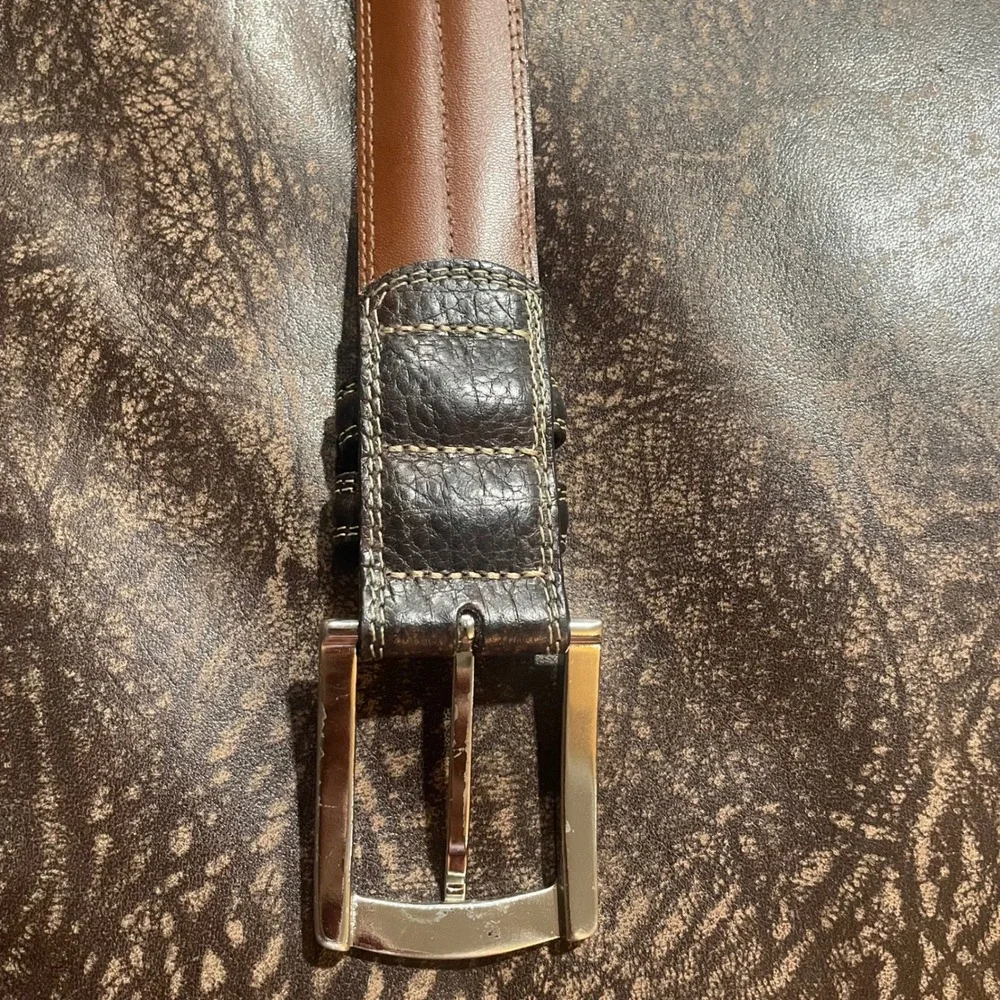 Aniline Kipskin Shoulders Mens Dark Brown Torino Leather Belt Size 40‎